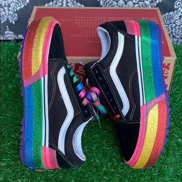 VANS OLD SKOOL STACKED GLITTER BLACK/RAINBOW WMNS - Picture 3 of 16